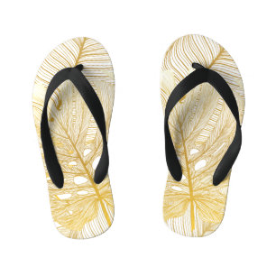 Tropische palmbladeren: patroon. kinder teenslippers
