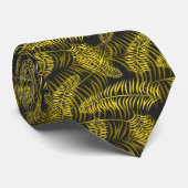 Tropische palmbladeren Patroon op grijs Stropdas (Opgerold)