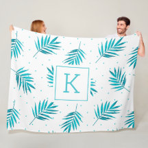 Tropische palmbladeren patroon wit en blauw-groen