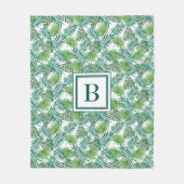 Tropische palmbladeren Patroonmonogrammen Fleece Deken (Voorkant)