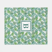 Tropische palmbladeren Patroonmonogrammen Fleece Deken (Voorkant (Horizontaal))
