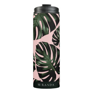 Tropische palmbladeren Persoonlijke Canvas tas Thermosbeker