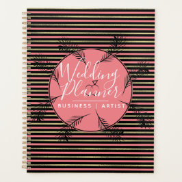 Tropische Palmbladeren Ring Folie Strepen Bruiloft Planner