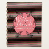 Tropische palmbladeren Ring Folie Stripes Wedding Planner (Voorkant)