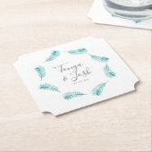 Tropische palmbladeren rond Logo bruiloft Kartonnen Onderzetters (Gekanteld)