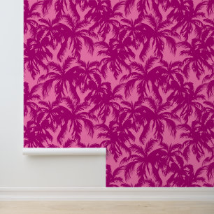 Tropische palmbladeren Roze en Fuscia Behang