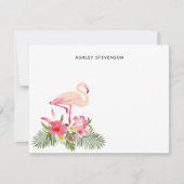 Tropische Palmbladeren Roze Flamingo Aangepaste Na Notitiekaartje (Voorkant)