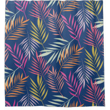 Tropische palmbladeren Roze Koraal Blauw