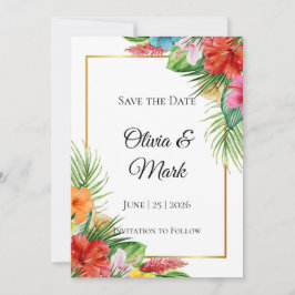 Tropische Palmbladeren Save the Date | Moderne Zom Kaart
