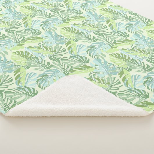 Tropische palmbladeren sherpa deken (3/4)