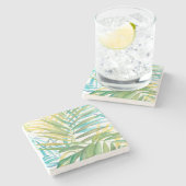 Tropische palmbladeren stenen onderzetter (Zijkant)