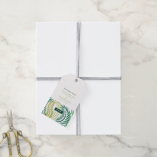 Tropische palmbladeren, strand bruiloft cadeaulabel (Met Touw)
