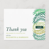 Tropische palmbladeren, strand bruiloft dank u briefkaart (Voorkant)