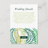 Tropische palmbladeren, strand bruiloft detail informatiekaartje (Voorkant)