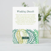 Tropische palmbladeren, strand bruiloft detail informatiekaartje (Staand voorkant)