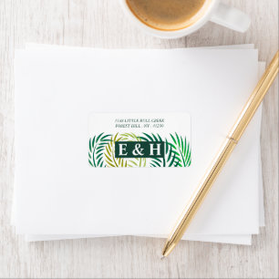 Tropische palmbladeren, strand bruiloft etiket