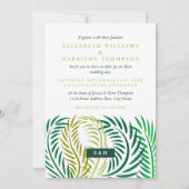 Tropische palmbladeren, strand bruiloft kaart (Voorkant)