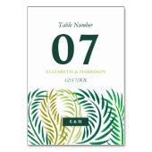 Tropische palmbladeren, strand bruiloft kaart (Achterkant)