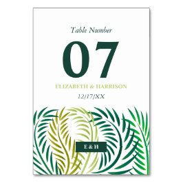 Tropische palmbladeren, strand bruiloft kaart