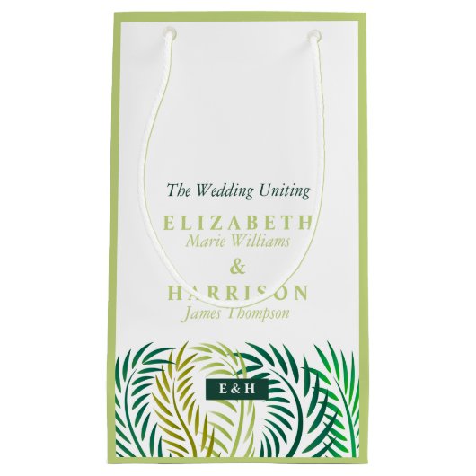 Tropische palmbladeren, strand bruiloft klein cadeauzakje (Voorkant)