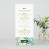 Tropische palmbladeren, strand bruiloft menu (Staand voorkant)