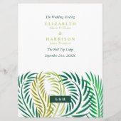 Tropische palmbladeren, strand bruiloft programmakaart (Voorkant)