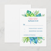 Tropische palmbladeren strand bruiloft RSVP (Voorkant / Achterkant)