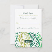 Tropische palmbladeren, strand bruiloft RSVP kaartje (Voorkant)