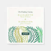 Tropische palmbladeren, strand bruiloft servet (Voorkant)