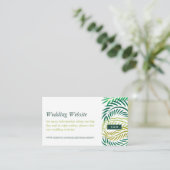 Tropische palmbladeren, strand bruiloft website informatiekaartje (Staand voorkant)