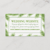 Tropische palmbladeren strand bruiloft website informatiekaartje (Voorkant)