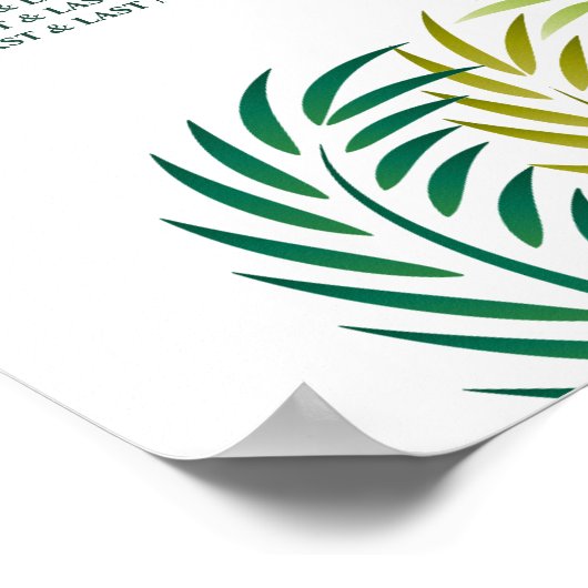 Tropische palmbladeren, strand bruiloft zitgrafiek poster (Hoek)