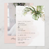 Tropische palmbladeren stranden gouden bruiloft kaart (Voorkant / Achterkant)