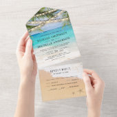 Tropische palmbladeren strandlameters bruiloft all in one uitnodiging (Afscheurbaar)