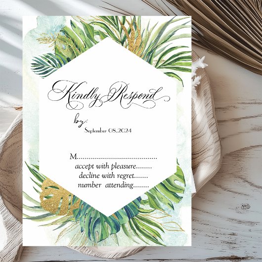 Tropische palmbladeren Summer RSVP Kaart
