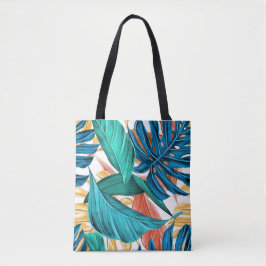Tropische palmbladeren tote bag