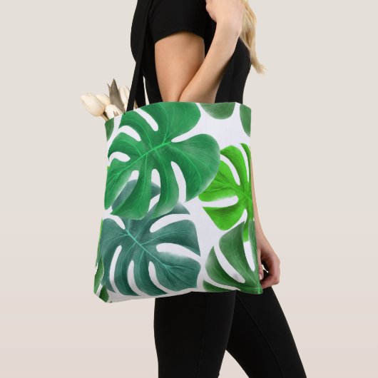 Tropische palmbladeren tote bag (Dichtbij)