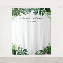 Tropische Palmbladeren Trouw Achtergrond Wandkleed