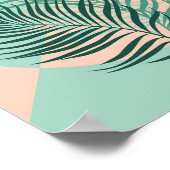 Tropische palmbladeren (turquoise en blush) poster (Hoek)