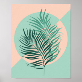 Tropische palmbladeren (turquoise en blush) poster