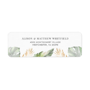 Tropische Palmbladeren Typografie Retouradres Etiket