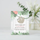 Tropische palmbladeren van de Cute Sloth Birthday Briefkaart (Staand voorkant)