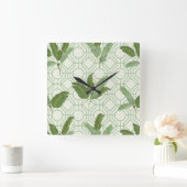 Tropische palmbladeren vierkante klok (Huis)