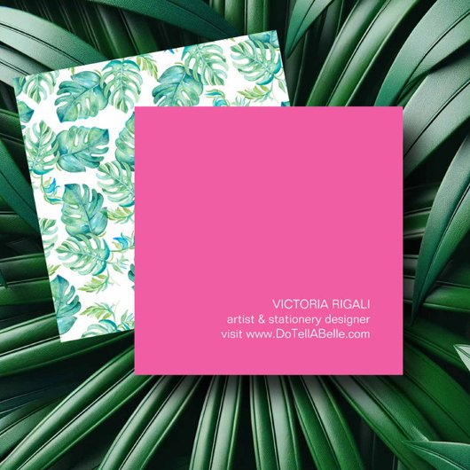 Tropische palmbladeren vierkante visitekaartje