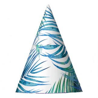 Tropische palmbladeren, waterverf bloemmotief. feesthoedjes