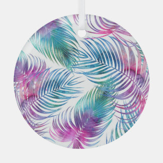 Tropische palmbladeren, waterverf bloemmotief. glas ornament