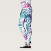Tropische palmbladeren, waterverf bloemmotief. leggings (Links)