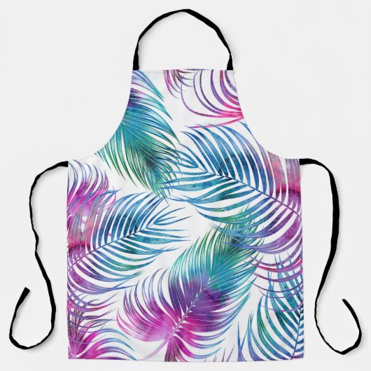 Tropische palmbladeren, waterverf bloemmotief. schort (Voorkant)