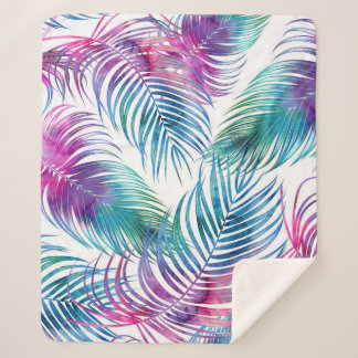 Tropische palmbladeren, waterverf bloemmotief. sherpa deken