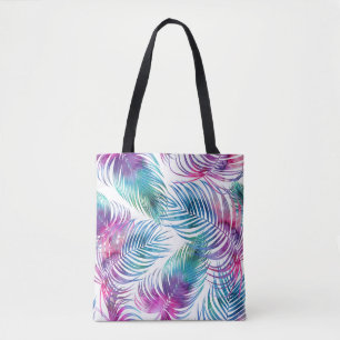 Tropische palmbladeren, waterverf bloemmotief. tote bag
